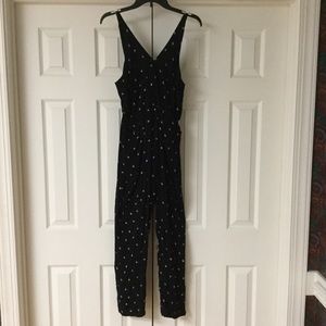 Symbology black cacti print jumpsuit with pockets